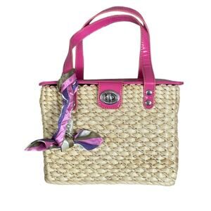 Cappelli Straw Handbag Purse Pink Details